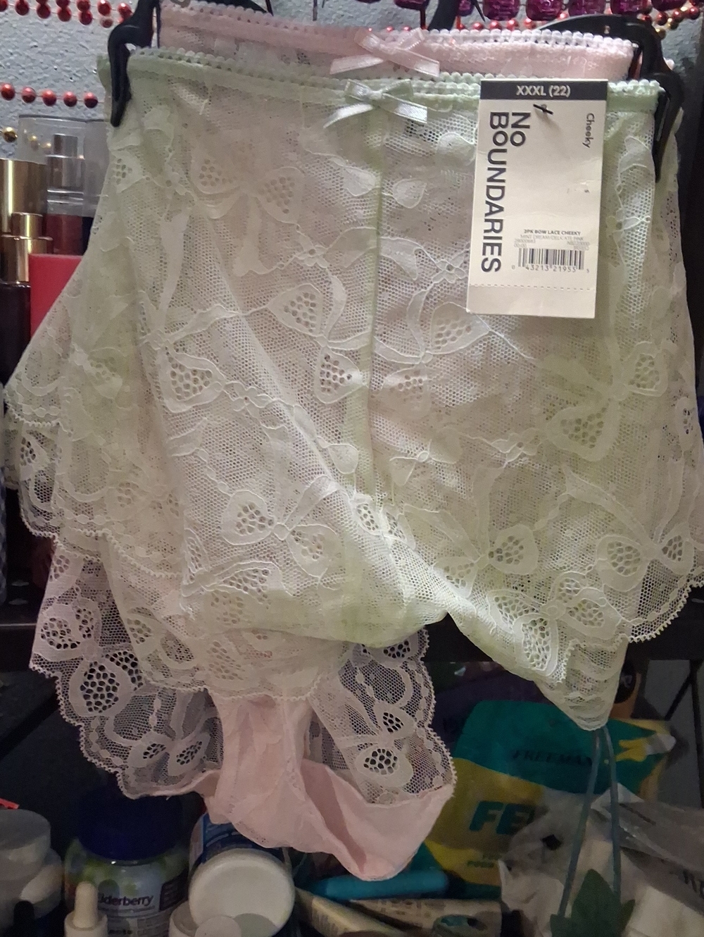 NWT No Boundaries Women's Lace Cheeky Panties Pack(2) XXXL(Sz 22)